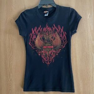 Harley Davidson black shirt with red flames